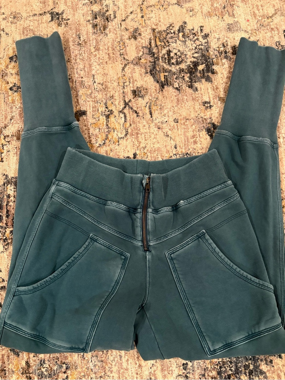 Free People Movement On the Road Teal Blue Sweatpants size small